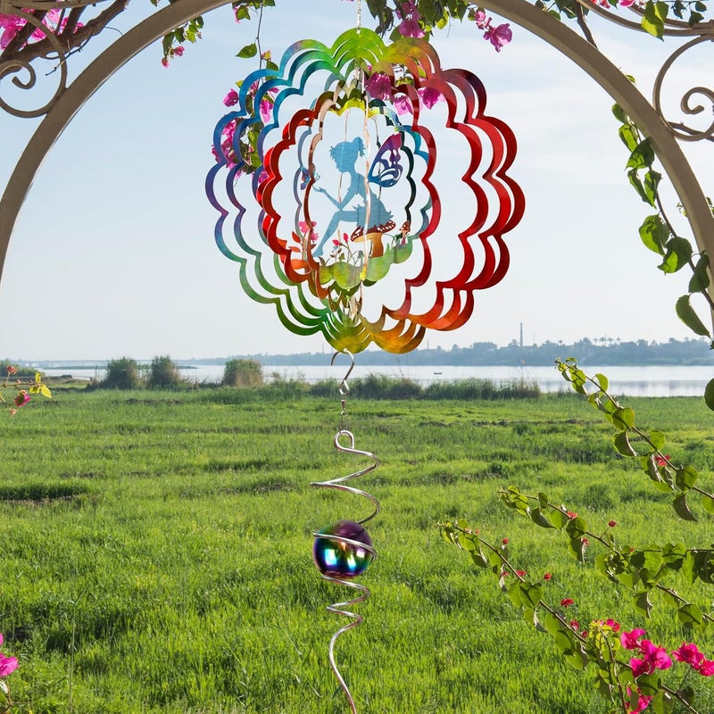 Eiryhope Fairy Wind Spinner - Kinetic Hanging Wind Sculpture | 12-Inch 3D Windcatcher for Garden, Metal Art Yard Decor, Outdoor Ornament & Lovely Gifts for Mother, Wife, Daughter, Girls & Women - Image 2
